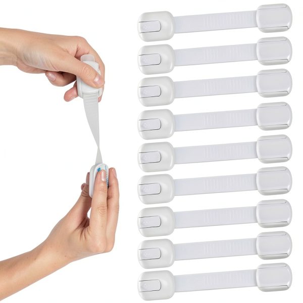 Child Safety Strap Locks Wappa Cabinet Locks 10 Pack with 3M Adhesive-7