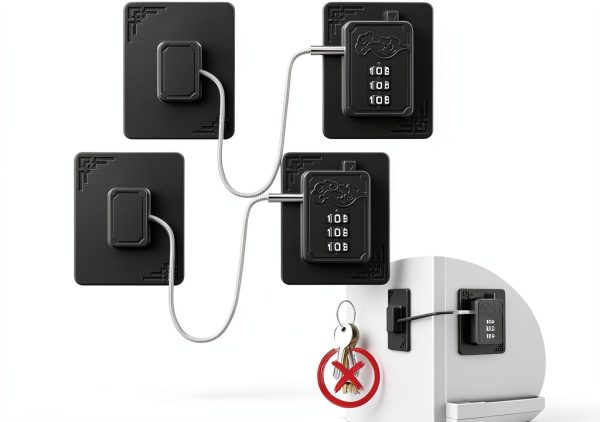 Refrigerator Locks Lexng 2 Pack Black Combo Lock for Cabinets-0