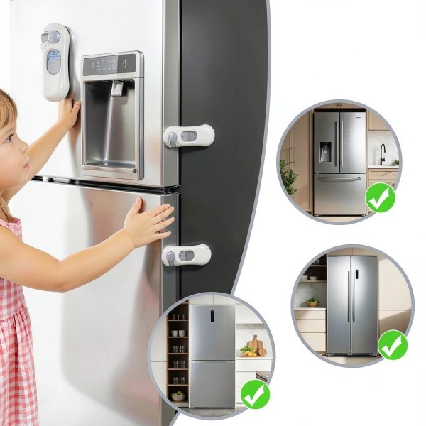 Child Proof Refrigerator Lock NiceTCU 5-Pack White 3M Adhesive-2