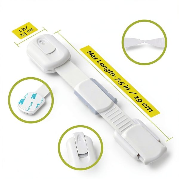 Child Safety Strap Locks Wappa Cabinet Locks 10 Pack with 3M Adhesive-3