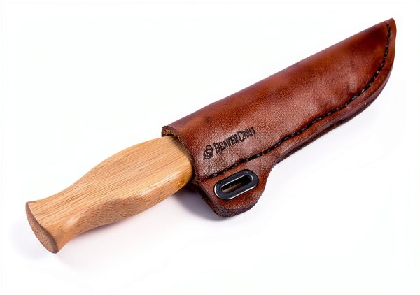 BeaverCraft Knife Leather Sheath SH1 6" x 2.4" - Genuine Leather Case for Fixed Blade Knives - Brown Knife Sheath - Knives Holster Fits up to 3.5"-5