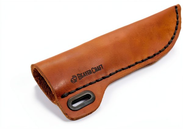BeaverCraft Knife Leather Sheath SH1 6" x 2.4" - Genuine Leather Case for Fixed Blade Knives - Brown Knife Sheath - Knives Holster Fits up to 3.5"-2