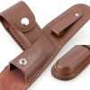 Pocket Knife Sheath, 5" Folding Pocket EDC Knife Case, Portable Pouch Knife Leather Holster with Snap Closure and Belt Loop, Accessory for Outdoor Climbing, Camping, Cycling and Hiking, Brown-5