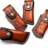 Leather Knife Sheath,Carry Snap Case for Pocket Folding Knife Pouch EDC Holster Belt Loop Brown Outdoor Hunting Camping Gift 4.33" Durability-4