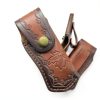 Leather Knife Sheath,Carry Snap Case for Pocket Folding Knife Pouch EDC Holster Belt Loop Brown Outdoor Hunting Camping Gift 4.33" Durability-1