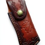 Leather Knife Sheath,Carry Snap Case for Pocket Folding Knife Pouch EDC Holster Belt Loop Brown Outdoor Hunting Camping Gift 4.33" Durability-0