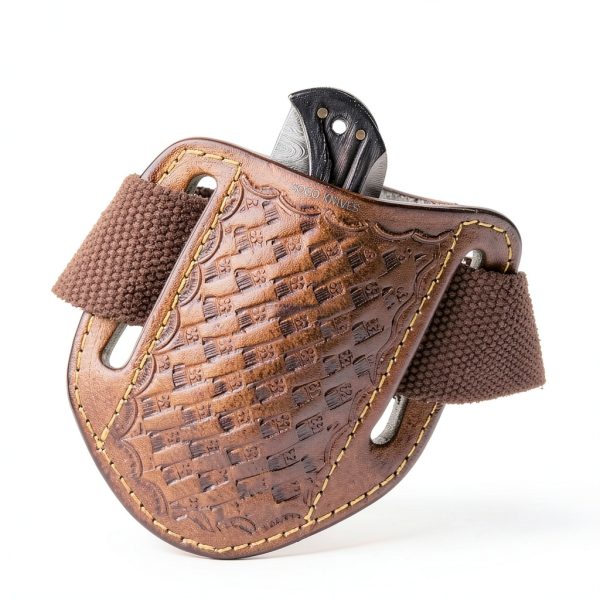 Handmade Leather Knife Sheath for Trapper Knives, Brown, SOGO KNIVES-5