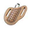 Leather Sheath, Slanted Pancake/ Tooled /Belt /Trapper Knife Sheath,TAN-2