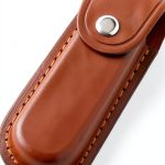 Pocket Knife Sheath, 5" Folding Pocket EDC Knife Case, Portable Pouch Knife Leather Holster with Snap Closure and Belt Loop, Accessory for Outdoor Climbing, Camping, Cycling and Hiking, Brown-0