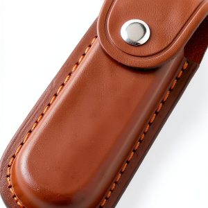 Pocket Knife Sheath, 5" Folding Pocket EDC Knife Case, Portable Pouch Knife Leather Holster with Snap Closure and Belt Loop, Accessory for Outdoor Climbing, Camping, Cycling and Hiking, Brown-0
