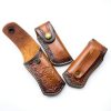 Leather Knife Sheath,Carry Snap Case for Pocket Folding Knife Pouch EDC Holster Belt Loop Brown Outdoor Hunting Camping Gift 4.33" Durability-5