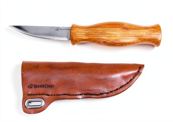 BeaverCraft Knife Leather Sheath SH1 6" x 2.4" - Genuine Leather Case for Fixed Blade Knives - Brown Knife Sheath - Knives Holster Fits up to 3.5"-7