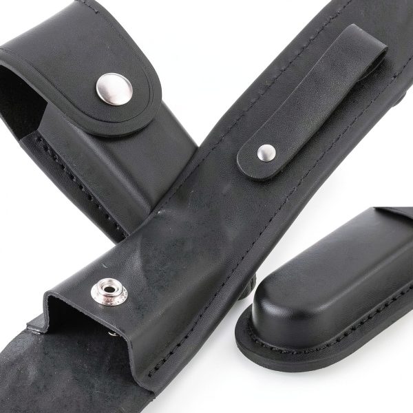 Pocket Knife Sheath, 5" Folding Pocket EDC Knife Case, Portable Pouch Knife Leather Holster with Snap Closure and Belt Loop, Accessory for Outdoor Climbing, Camping, Cycling and Hiking, Black-5