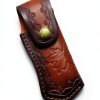 Leather Knife Sheath,Carry Snap Case for Pocket Folding Knife Pouch EDC Holster Belt Loop Brown Outdoor Hunting Camping Gift 4.33" Durability-2
