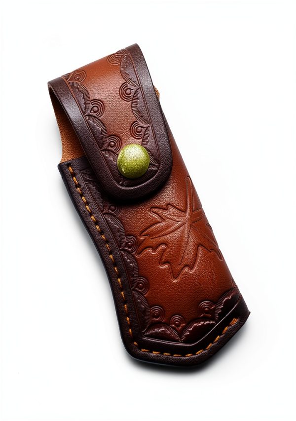 Leather Knife Sheath,Carry Snap Case for Pocket Folding Knife Pouch EDC Holster Belt Loop Brown Outdoor Hunting Camping Gift 4.33" Durability-2