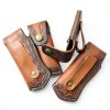 Leather Knife Sheath,Carry Snap Case for Pocket Folding Knife Pouch EDC Holster Belt Loop Brown Outdoor Hunting Camping Gift 4.33" Durability-3