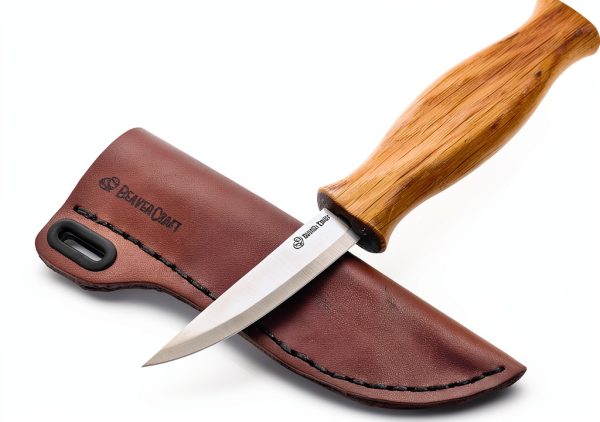BeaverCraft Knife Leather Sheath SH1 6" x 2.4" - Genuine Leather Case for Fixed Blade Knives - Brown Knife Sheath - Knives Holster Fits up to 3.5"-1