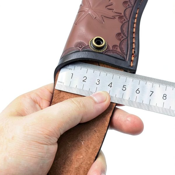 Leather Knife Sheath,Carry Snap Case for Pocket Folding Knife Pouch EDC Holster Belt Loop Brown Outdoor Hunting Camping Gift 4.33" Durability-6