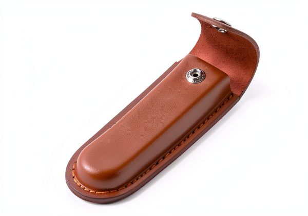 Pocket Knife Sheath, 5" Folding Pocket EDC Knife Case, Portable Pouch Knife Leather Holster with Snap Closure and Belt Loop, Accessory for Outdoor Climbing, Camping, Cycling and Hiking, Brown-1