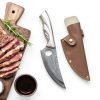 6 Inch Leather Knife Sheath, Japanese Knife Cover for Matsato Huusk Knives, Professional Chef Kitchen Knives Protector, Hunting Outdoor Camping Gear for Men Women, Soft Leather Sheath-2