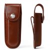 Pocket Knife Sheath, 5" Folding Pocket EDC Knife Case, Portable Pouch Knife Leather Holster with Snap Closure and Belt Loop, Accessory for Outdoor Climbing, Camping, Cycling and Hiking, Brown-4