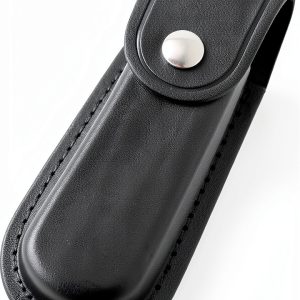 Pocket Knife Sheath, 5" Folding Pocket EDC Knife Case, Portable Pouch Knife Leather Holster with Snap Closure and Belt Loop, Accessory for Outdoor Climbing, Camping, Cycling and Hiking, Black-0