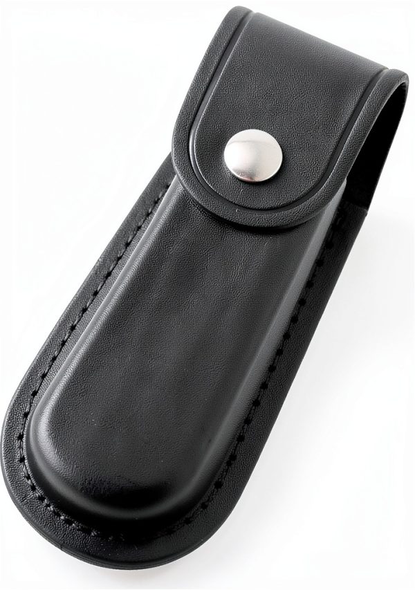 Pocket Knife Sheath, 5" Folding Pocket EDC Knife Case, Portable Pouch Knife Leather Holster with Snap Closure and Belt Loop, Accessory for Outdoor Climbing, Camping, Cycling and Hiking, Black-0