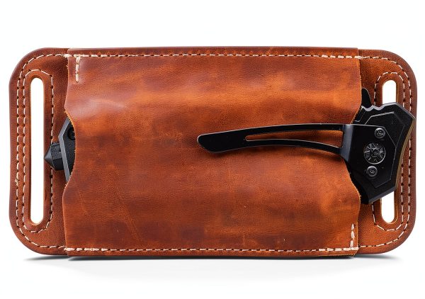 Horizontal Carry Knife, Leather Belt Knife Sheath for Everyday Carry, Knife Belt Holder Accessories, Knife Holster for Leatherman, EDC Belt Pouch for Pocket Folding Knives-0