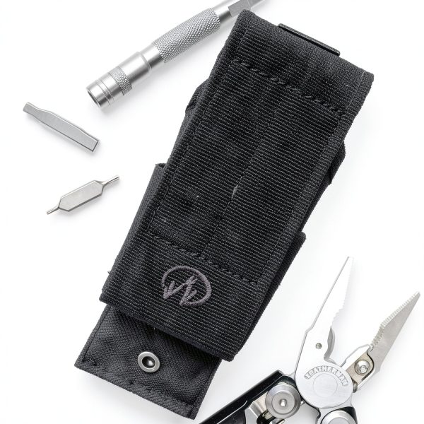 LEATHERMAN, MOLLE Compatible Large Nylon Sheath with Pockets for Multitools, Made in the USA, Fits 4" and 4.5" Tools - Black-1