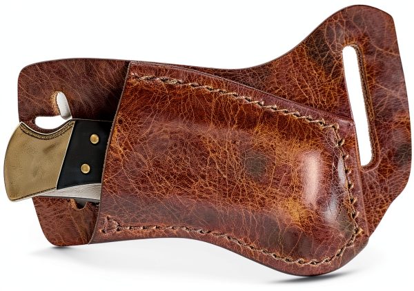 Custom Leather Sheath for Buck 110 112 Antique Brown by Coast Leathers-0