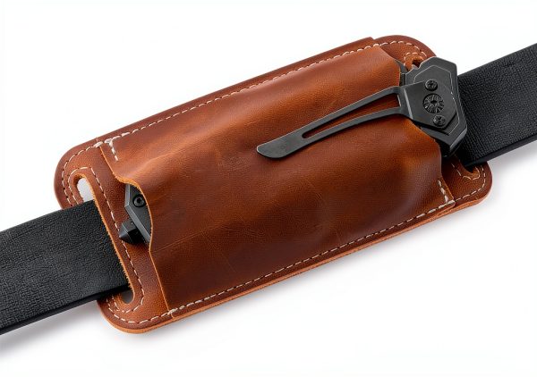 Horizontal Carry Knife, Leather Belt Knife Sheath for Everyday Carry, Knife Belt Holder Accessories, Knife Holster for Leatherman, EDC Belt Pouch for Pocket Folding Knives-1