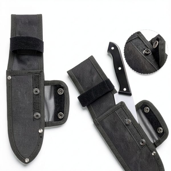 Universal Knife Sheath,Oxford Chef Knife Sheaths for Fixed Blade Knives, Knife Scabbard Cover, Shop Knife Sheath Knives Sleeves Case Edge Guards Blade Protectors for Outdoor (Black, 5.5 x 2 Inch)-2