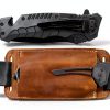 Horizontal Carry Knife, Leather Belt Knife Sheath for Everyday Carry, Knife Belt Holder Accessories, Knife Holster for Leatherman, EDC Belt Pouch for Pocket Folding Knives-6